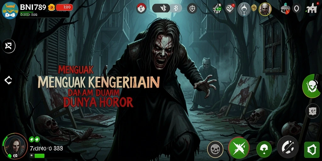 Screenshot dari gameplay BNI789 yang menampilkan momen horor yang menegangkan.
