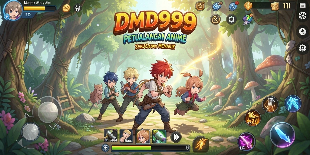 Tangkapan layar utama dari gameplay <strong>DMD999</strong> menunjukkan aksi karakter Anime yang dinamis.