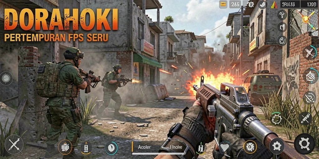 Tampilan gameplay DORAHOKI yang penuh aksi dan strategis.