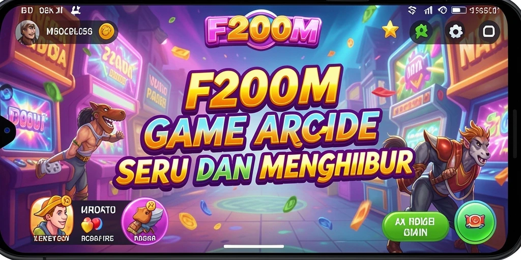 Screenshot utama F200M menunjukkan aksi gameplay Arcade yang mengesankan.