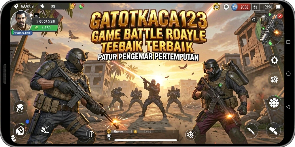 Gameplay seru dari GATOTKACA123 saat battle royale berlangsung.