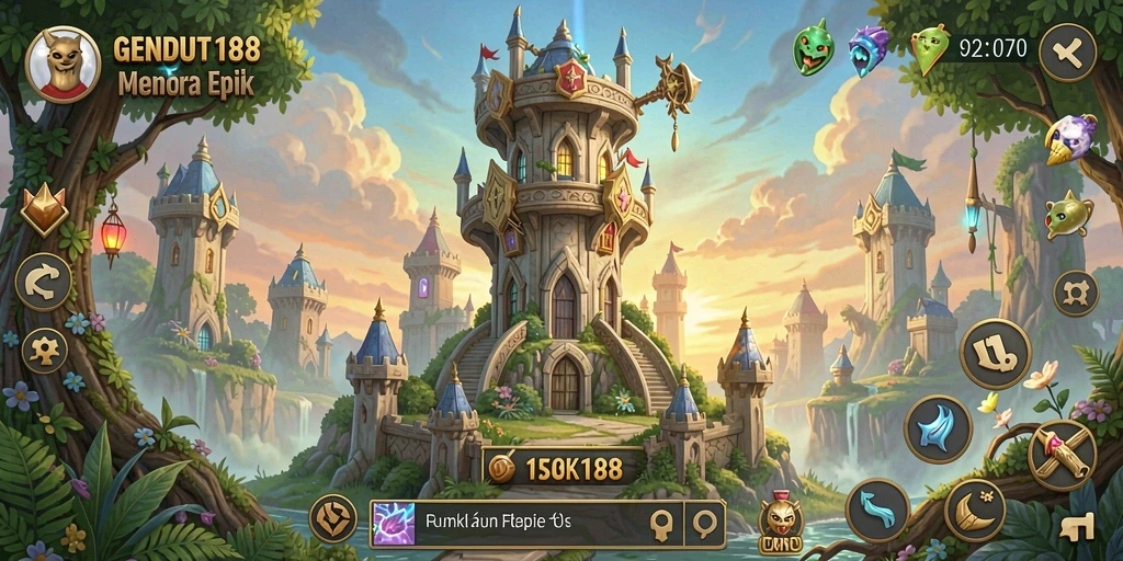 Screenshot gameplay GENDUT188 yang menampilkan pertahanan menara yang hebat.