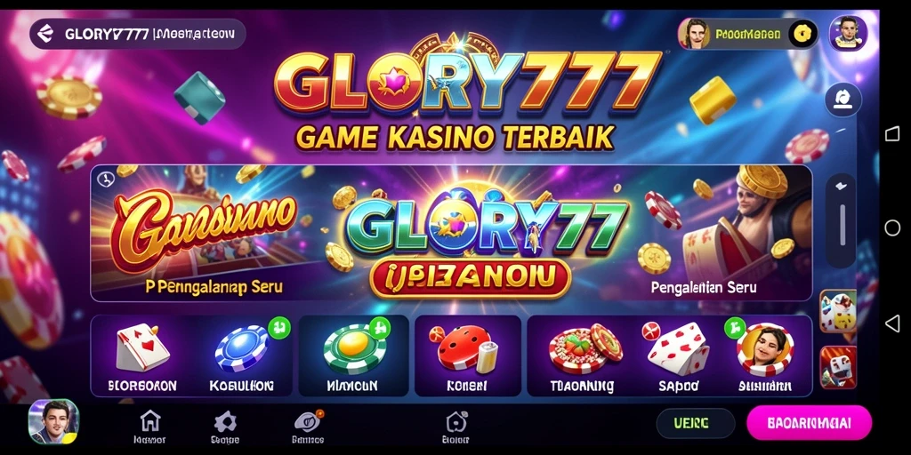 Tampilan gameplay seru dalam GLORY777 yang memperlihatkan fitur Kasino.