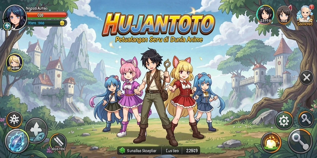 Screenshot dari gameplay <strong>HUJANTOTO</strong> yang menampilkan aksi seru dan karakter anime.