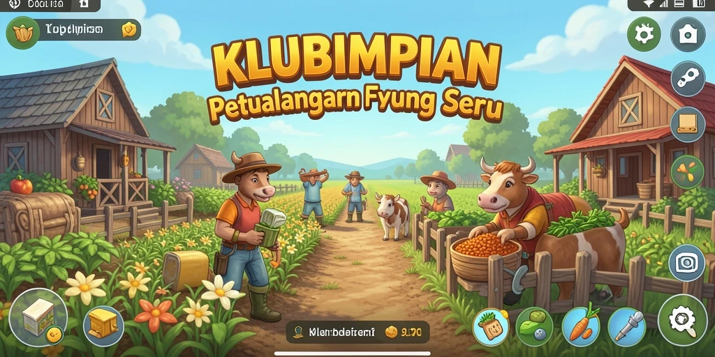 Tangkapan layar gameplay menampilkan keseruan bertani di KLUBIMPIAN.