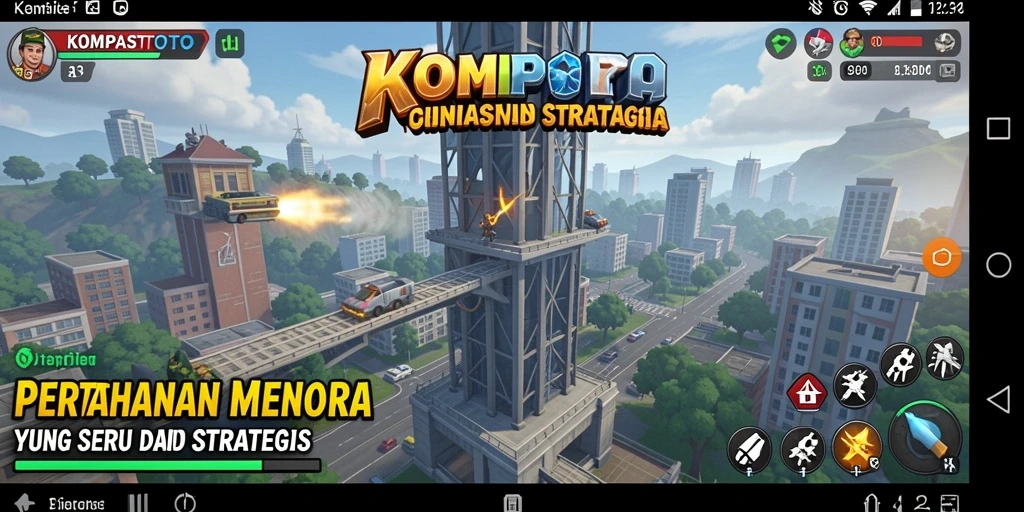 Screenshot dari gameplay <strong>KOMPASTOTO</strong> yang mendebarkan dalam genre Tower Defense.