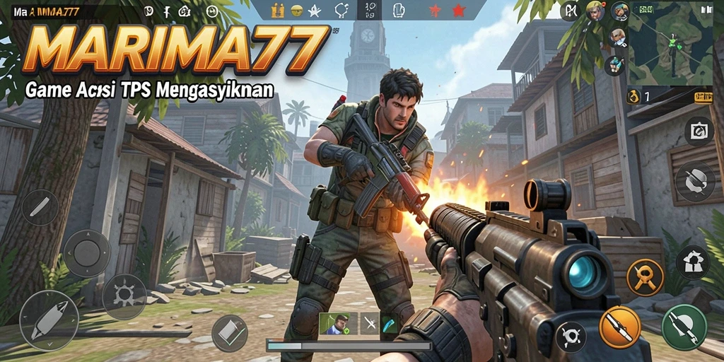 Tangkapan layar gameplay MARIMA77 menunjukkan aksi tembak-menembak yang mendebarkan.