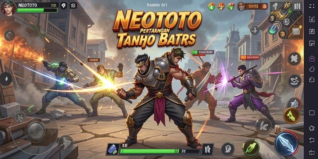 Tampilan gameplay NEOTOTO yang penuh aksi dan pertarungan intens.