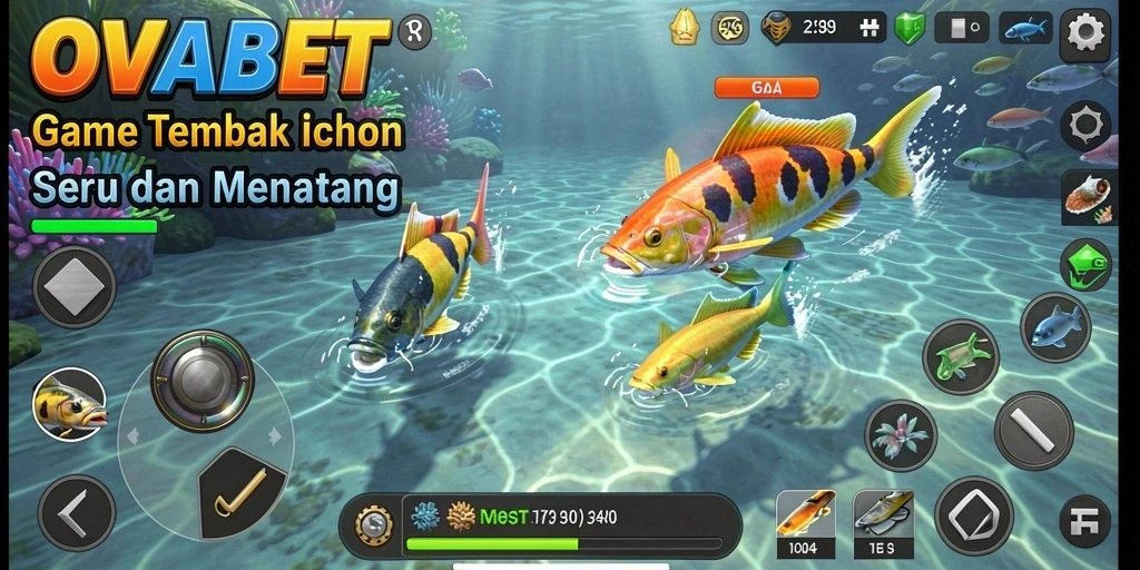 Tampilan gameplay seru Tembak Ikan di OVABET.
