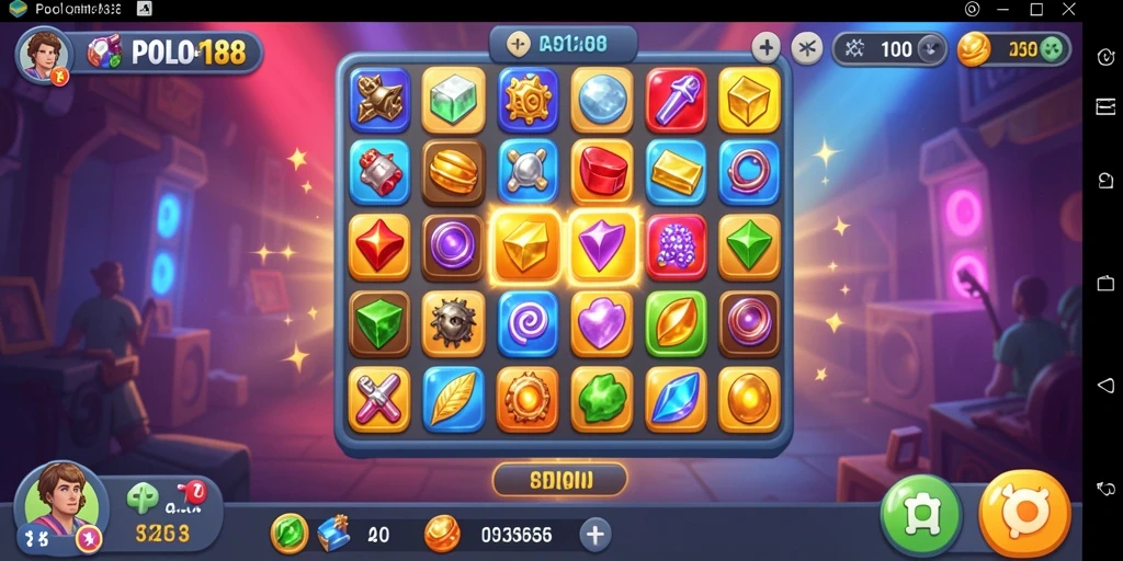 Screenshot menunjukkan gameplay seru dari POLO188 dengan objek berwarna-warni.