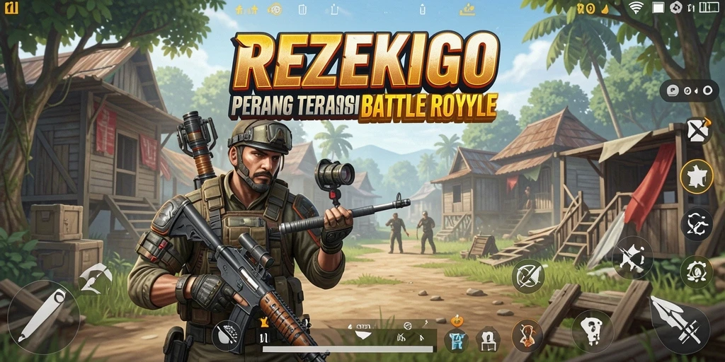 Gambaran aksi seru dalam gameplay Battle Royale REZEKIGO.