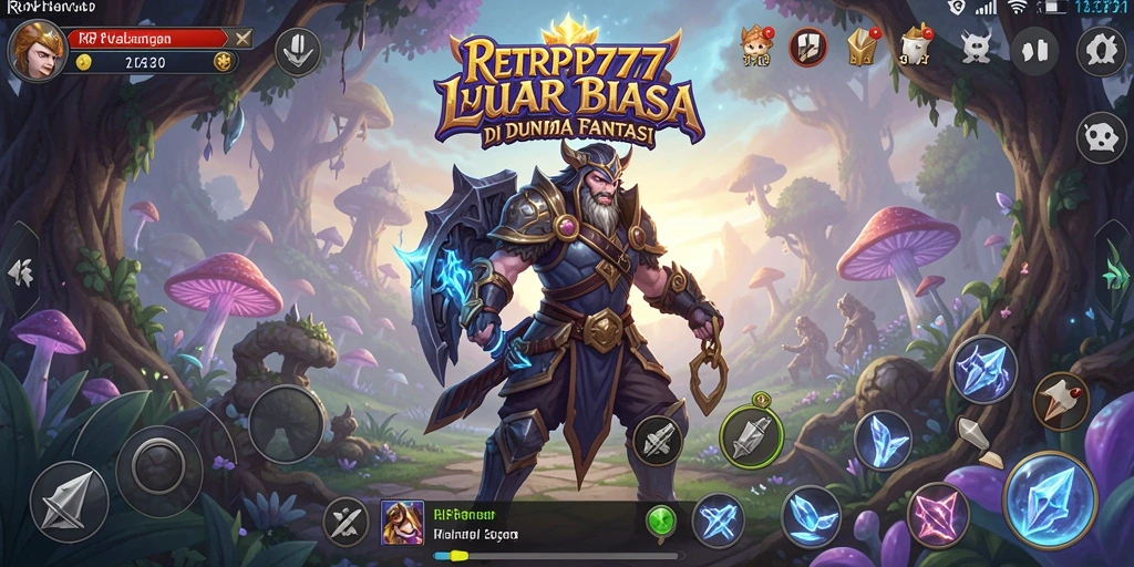 Screenshot utama RPRP777 menampilkan adegan pertarungan mendebarkan di dunia petualangan.