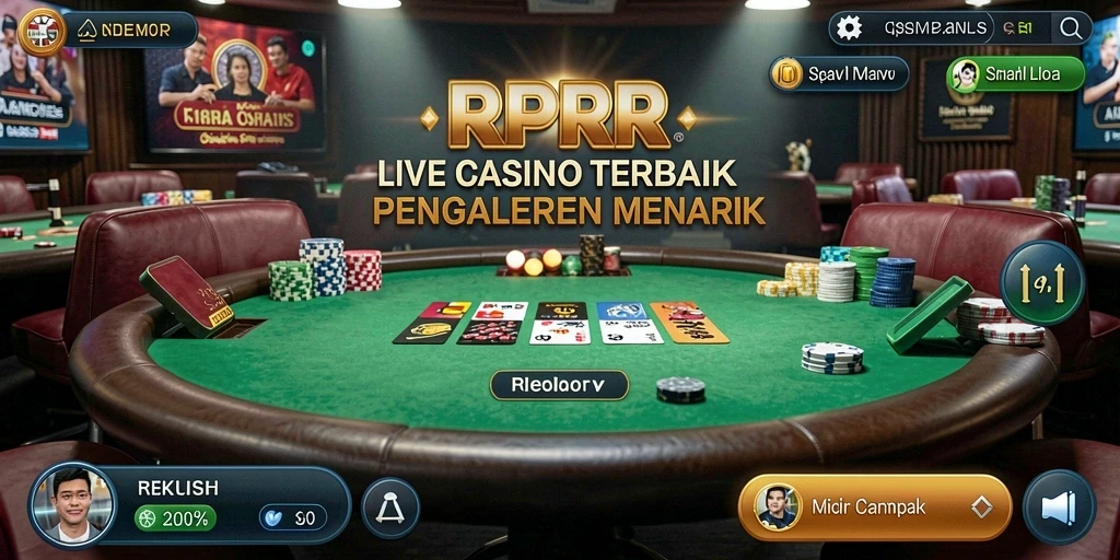 Screenshot RPRR menampilkan dealer langsung dan gameplay kasino yang seru.