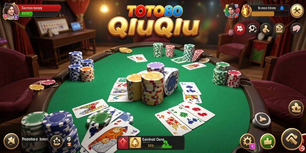 Screenshot TOTO80 menunjukkan gameplay QiuQiu yang seru dan interaktif.